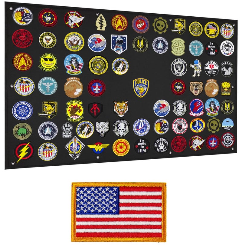 GOTAC Tactical Patch Display Holder Panel Board for Military Army Morale Hook and Loop Emblems, 43 Inches x 27.5 Inches, with 1 US Flag Patch Included - Image 1